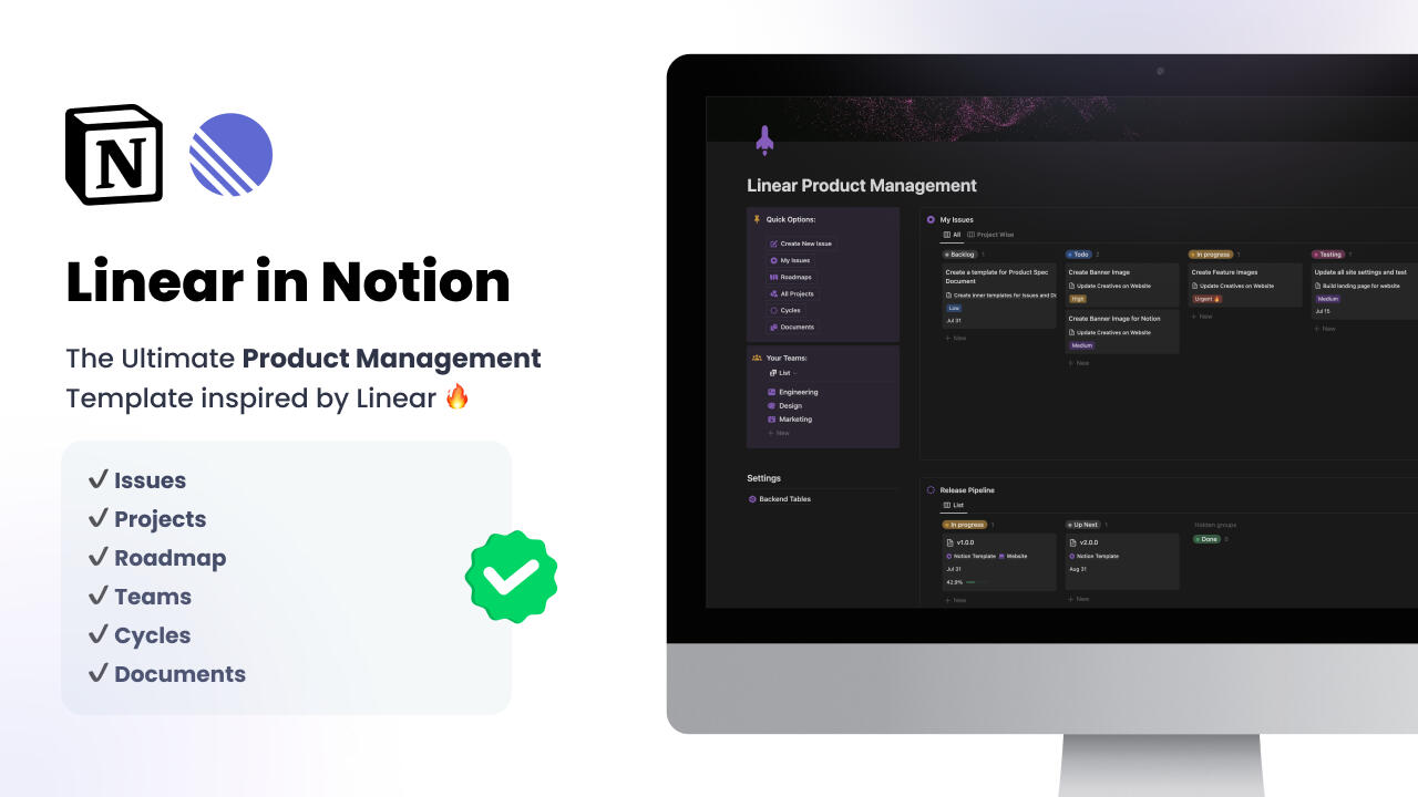 Linear in Notion Banner Image Showcasing All Features
